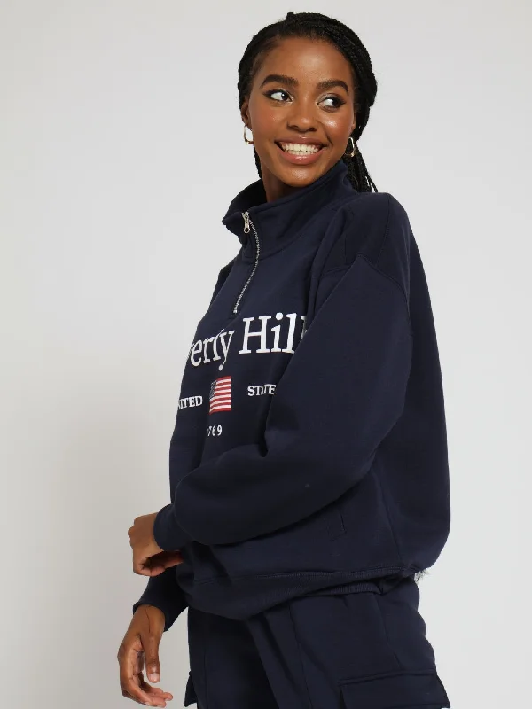 1/4 Zip Active Top - Navy