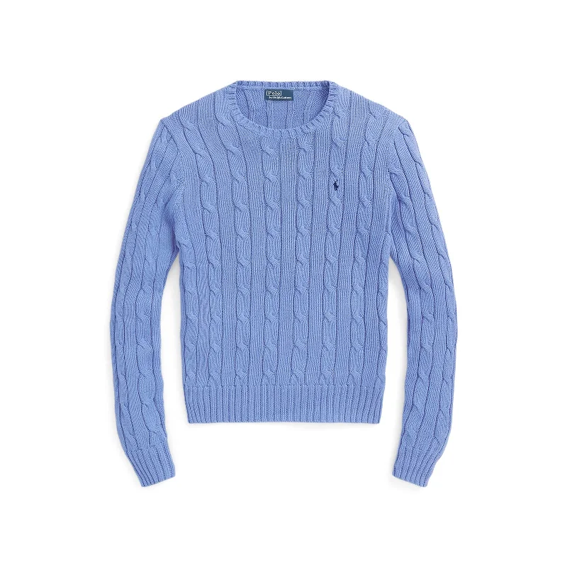 Cable-Knit Cotton Crewneck Sweater - Blue