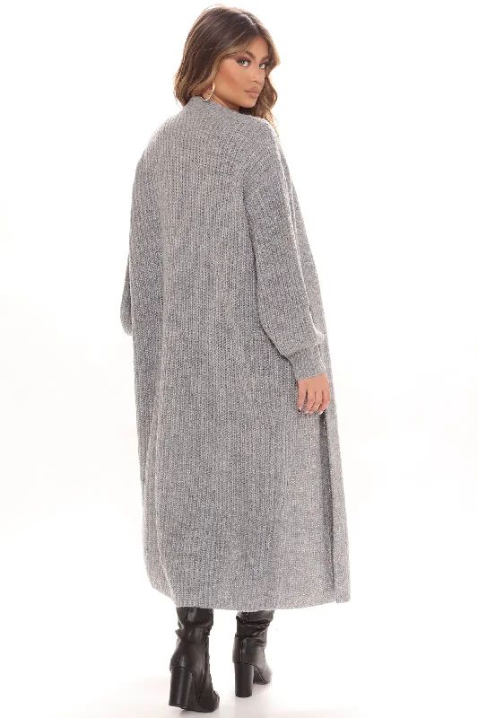 Couch Cuddles Long Cardigan - Heather Grey