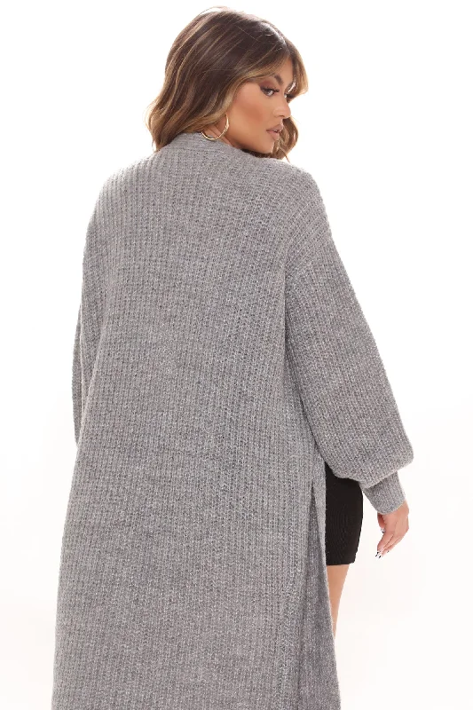 Couch Cuddles Long Cardigan - Heather Grey