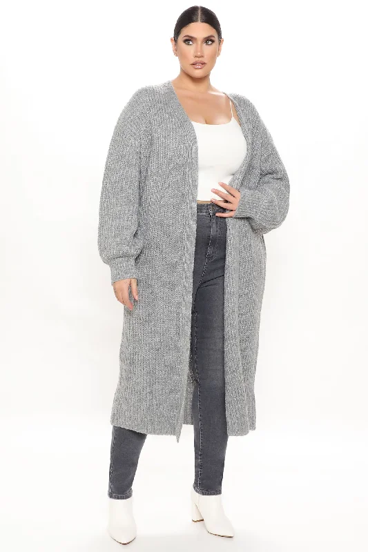 Couch Cuddles Long Cardigan - Heather Grey