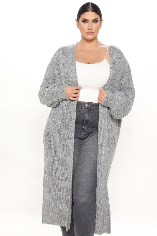 Couch Cuddles Long Cardigan - Heather Grey