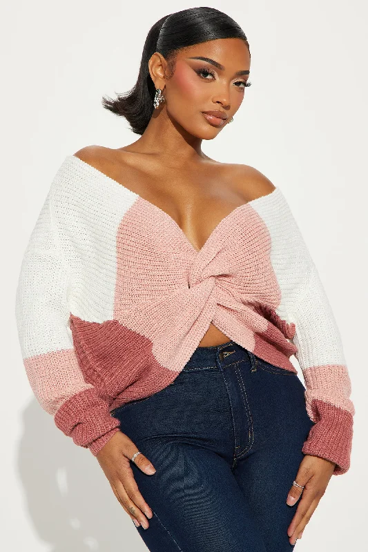 Just A Little Twisted Sweater - Blush