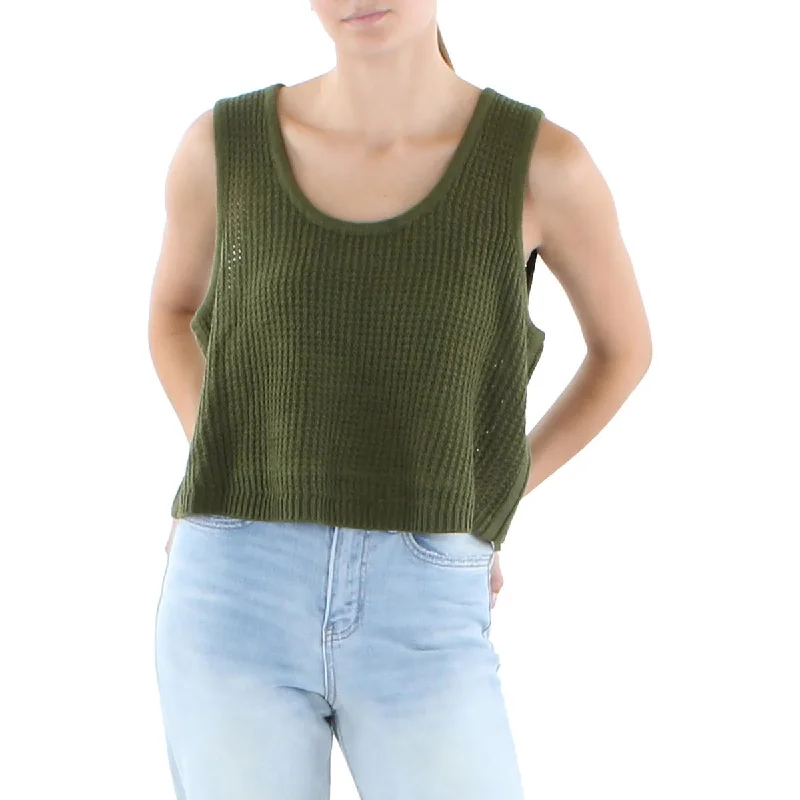 Nina Parker Womens Plus Scoop Neck Cropped Tank Top Sweater