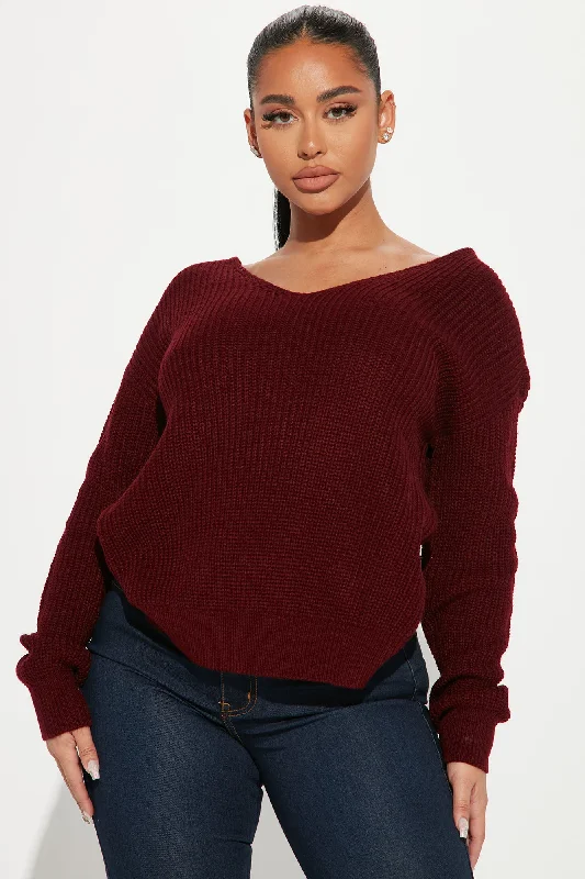 Falls Favorite Girl Sweater II - Burgundy