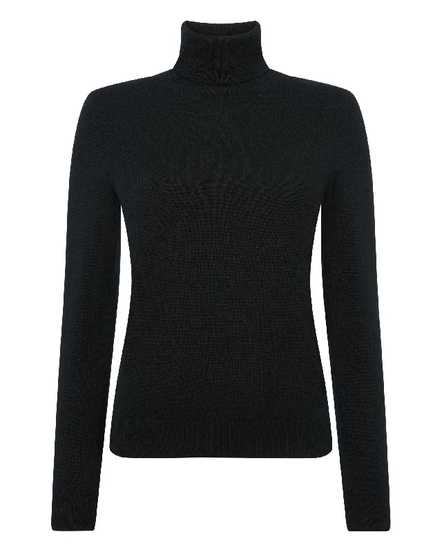 Women's Luna Turtle Neck Cashmere Sweater Black