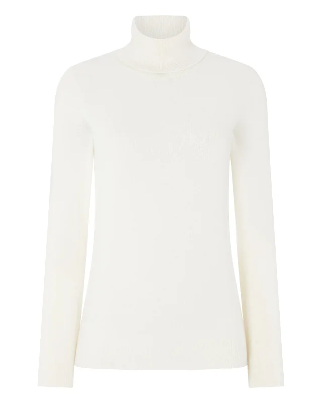 Women's Luna Turtle Neck Cashmere Sweater New Ivory White