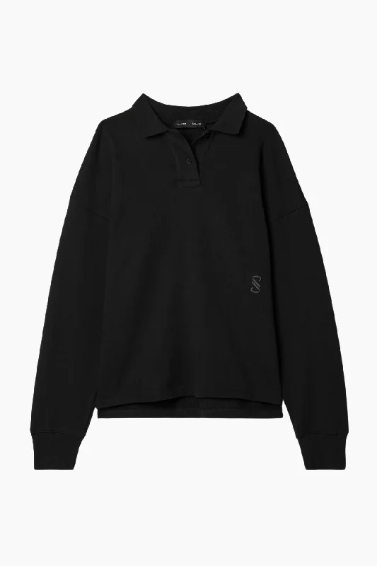 Proenza Schouler Brooks Jersey Polo Sweatshirt - Black