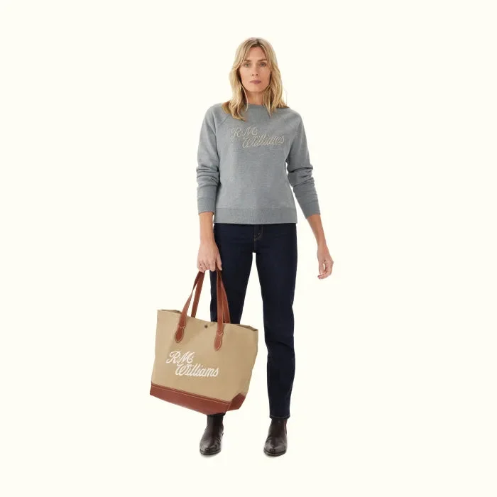 RMW Womens Script Crew Neck Sweater - Grey Marle