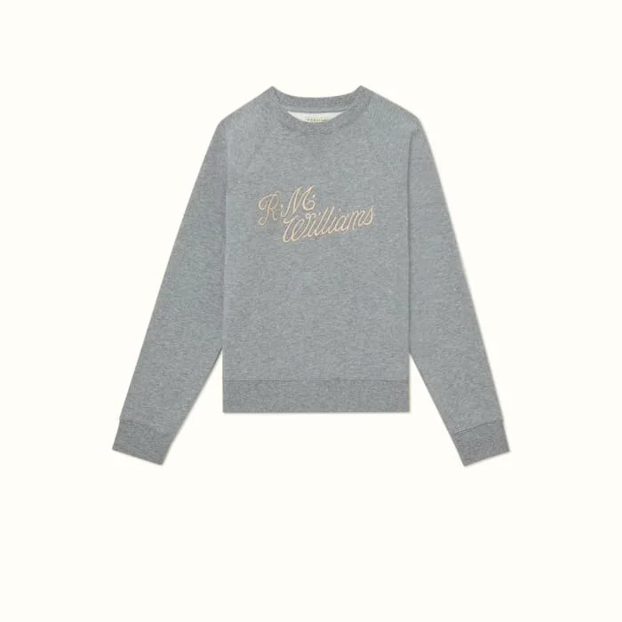 RMW Womens Script Crew Neck Sweater - Grey Marle