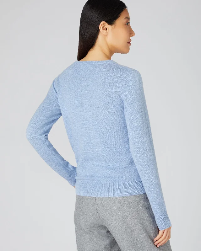 Women's Evie Classic Round Neck Cashmere Sweater Cornflower Blue