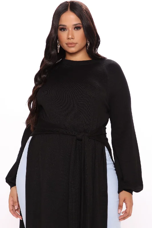 Slit Just Got Real Tunic Sweater - Black