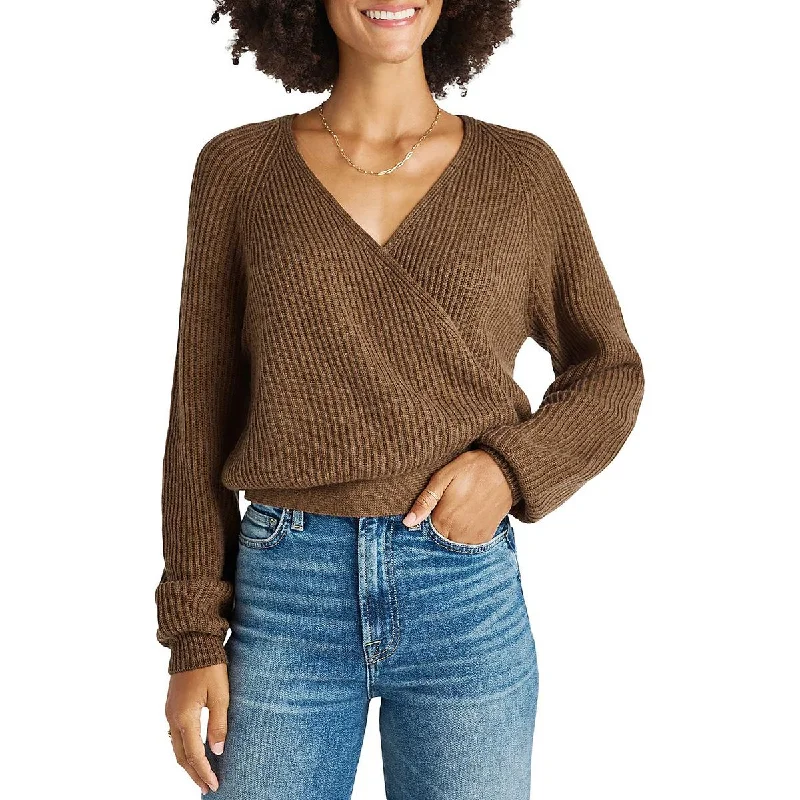 Splendid Womens Adele Ribbed Knit Wrap Sweater