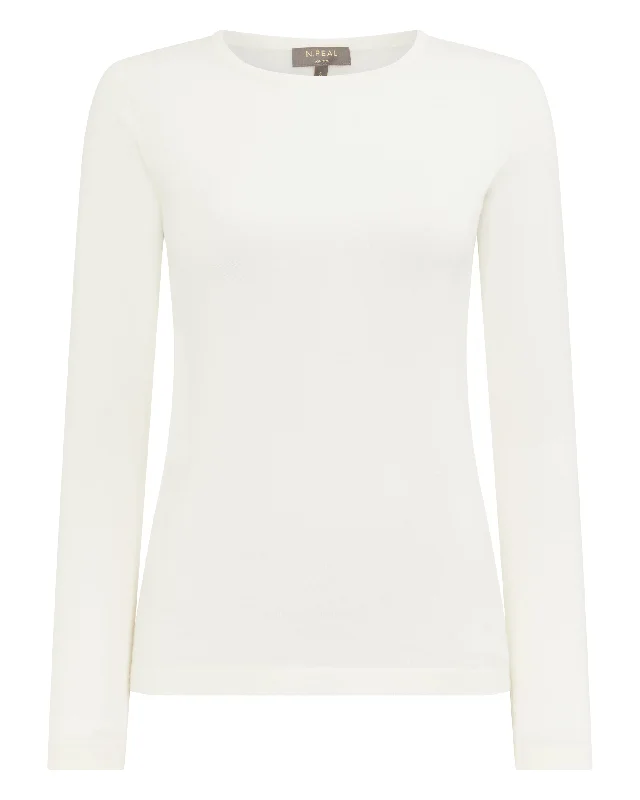 Women's Eden Superfine Cashmere Round Neck Top New Ivory White