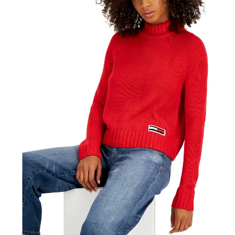 Tommy Jeans Womens Knit Ribbed Mock Turtleneck Sweater