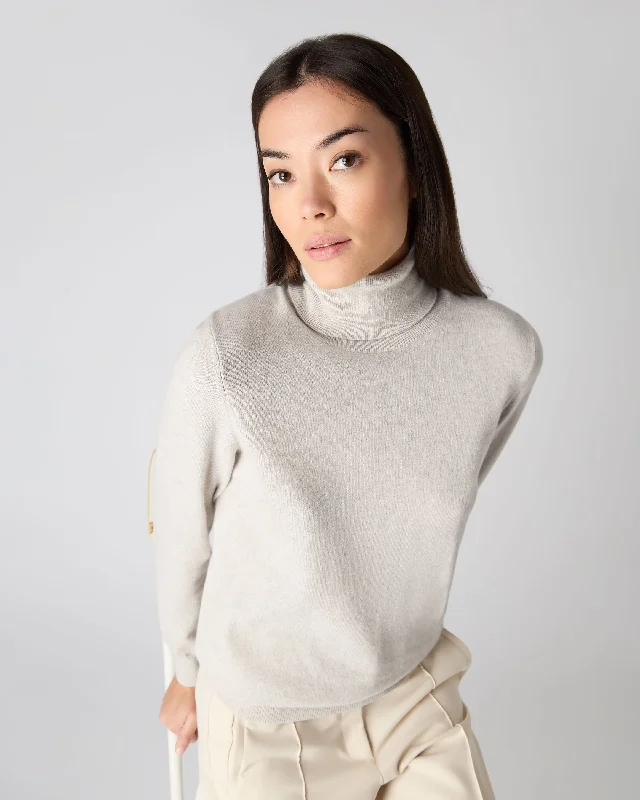 Women's Luna Turtle Neck Cashmere Sweater Pebble Grey