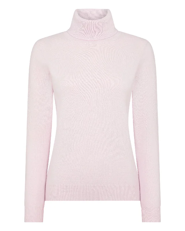 Women's Luna Turtle Neck Cashmere Sweater Quartz Pink