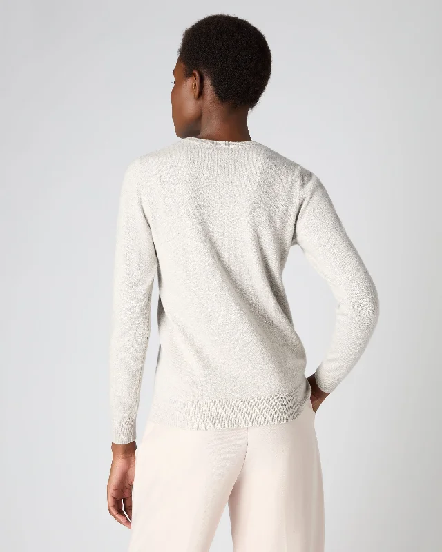 Women's Evie Classic Round Neck Cashmere Sweater Pebble Grey