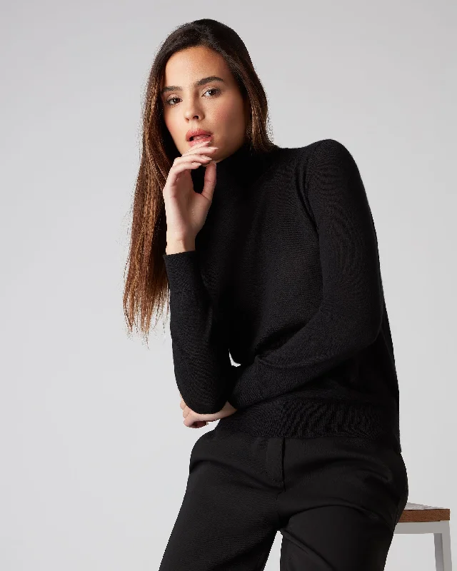 Women's Margot Superfine Cashmere Turtle Neck Sweater Black