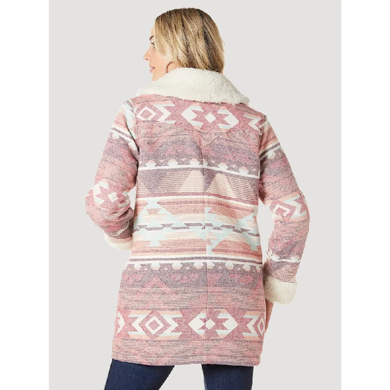 112335521 Wrangler Women's Retro Southwest Print Sherpa Shawl Collar Coat