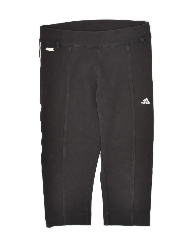 ADIDAS Womens Capri Leggings UK 12 Medium Black Cotton