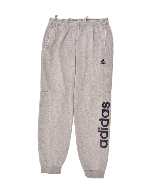 ADIDAS Womens Graphic Tracksuit Trousers Joggers UK 14 Large Grey Cotton