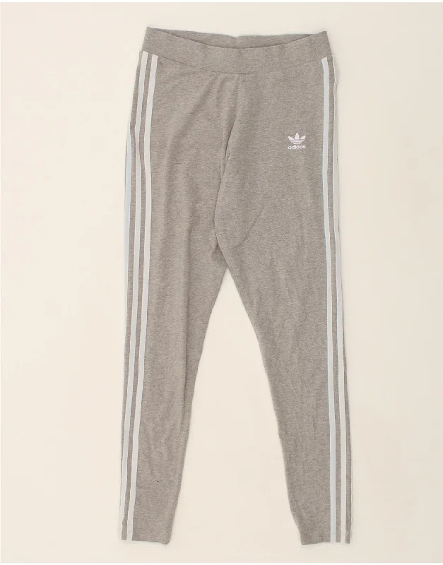 ADIDAS Womens Leggings UK 8 Small  Grey Cotton