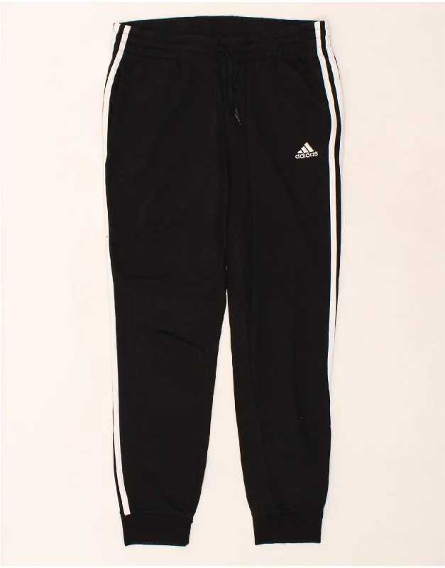 ADIDAS Womens Tracksuit Trousers Joggers UK 12/14 Medium Black Cotton