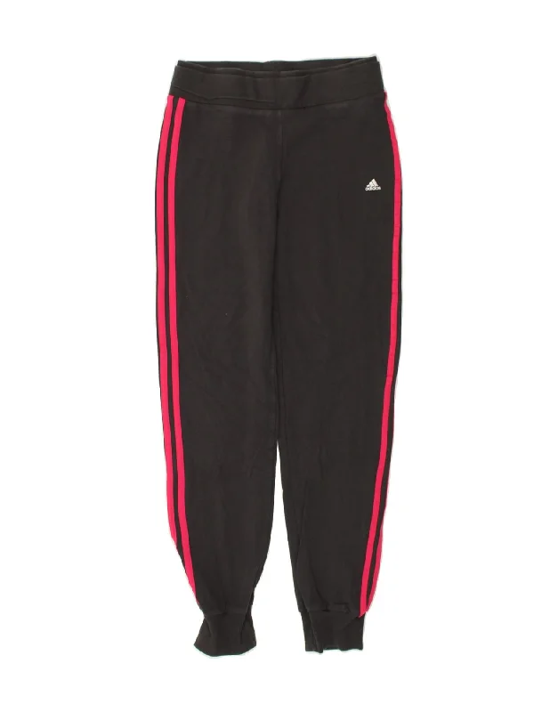 ADIDAS Womens Tracksuit Trousers Joggers UK 12 Medium Grey Cotton