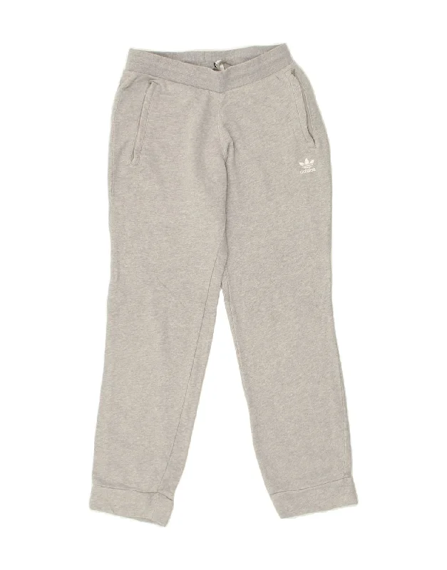 ADIDAS Womens Tracksuit Trousers Joggers UK 14 Medium Grey Cotton