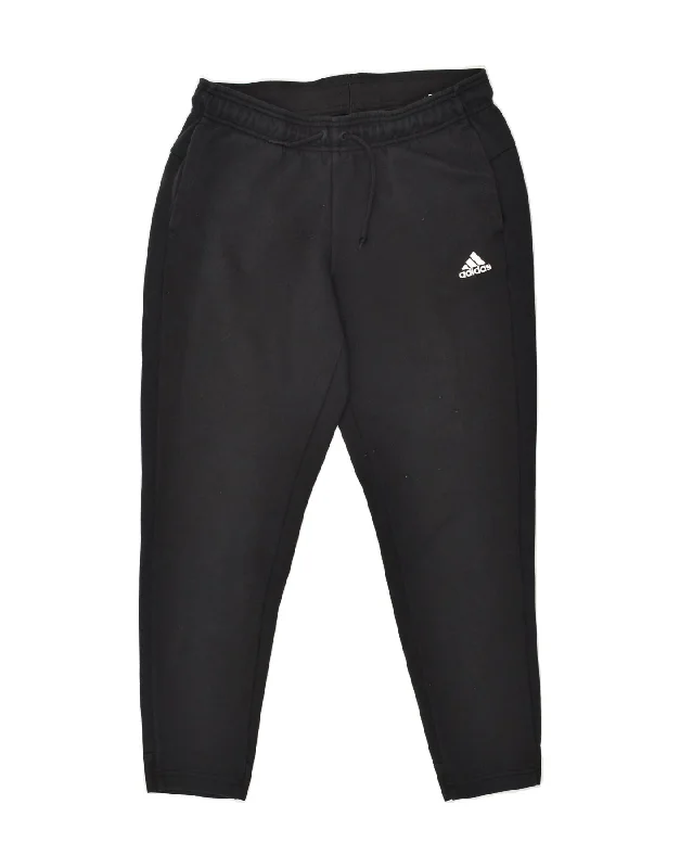 ADIDAS Womens Tracksuit Trousers UK 12/14 Medium Black Cotton