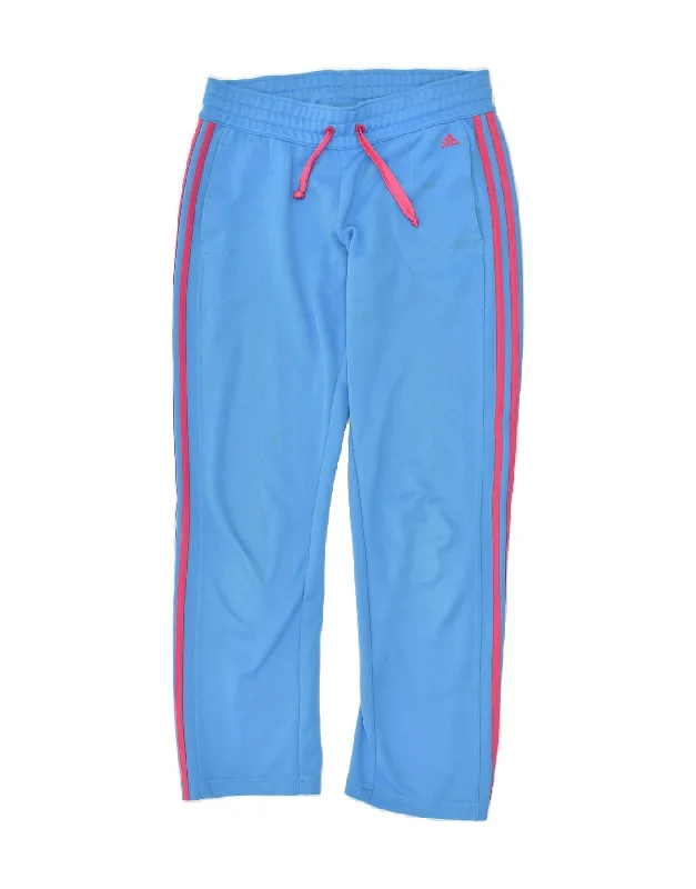 ADIDAS Womens Tracksuit Trousers UK 14 Medium Blue Polyester