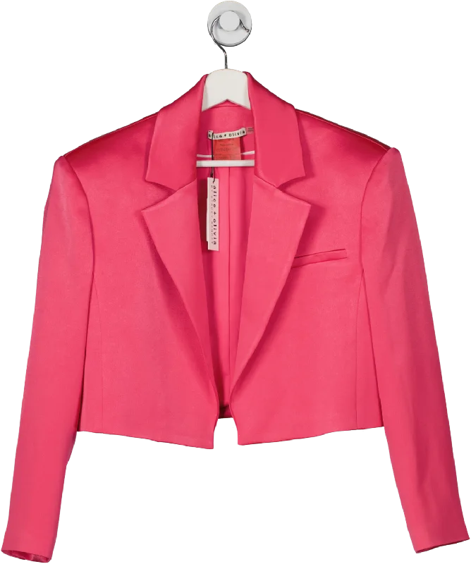 Alice + Olivia Pink Shan Boxy Oversized Cropped Blazer UK XS