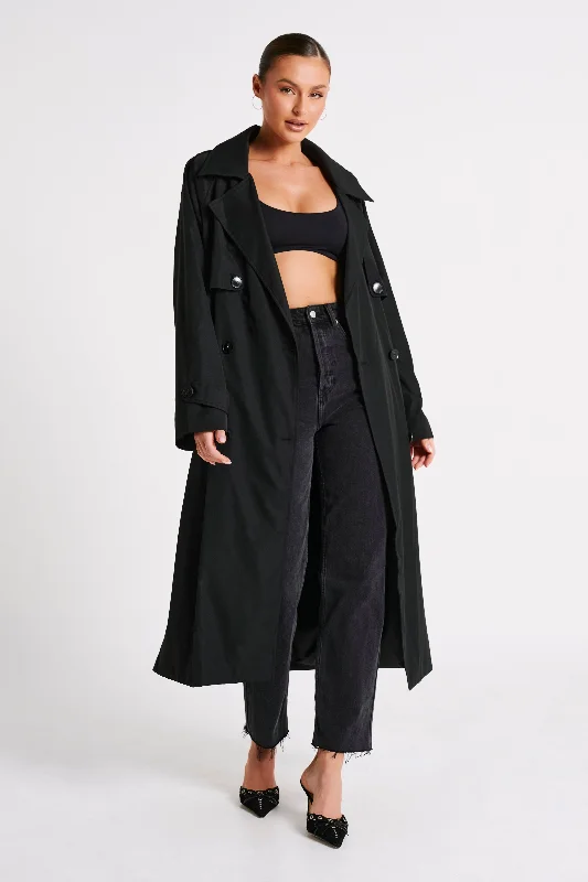 Andreas Oversized Trench Coat - Black