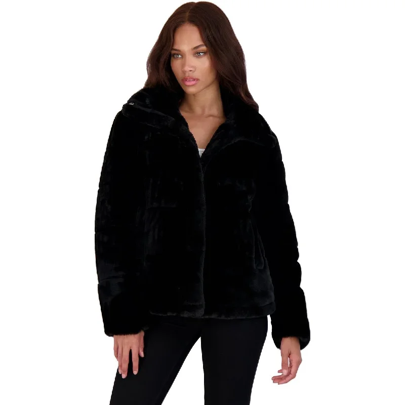 Avec Les Filles Women’s Short Grooved Faux Fur Puffer Coat