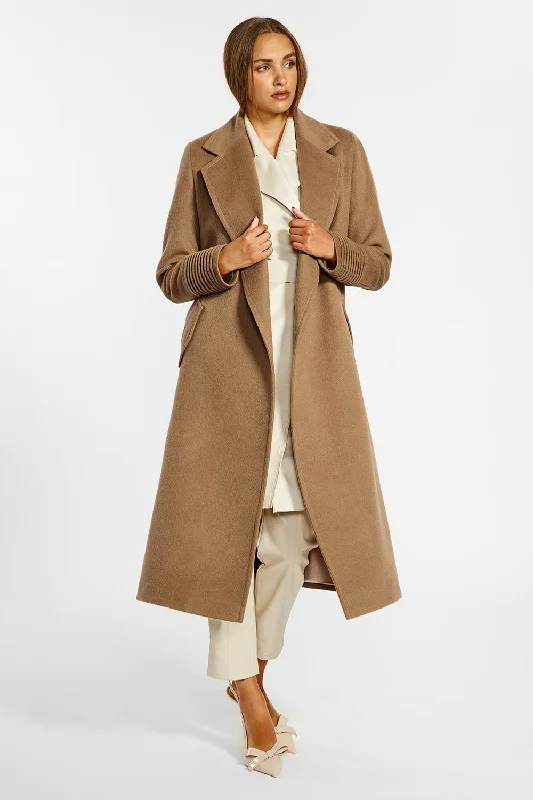 Baby Alpaca Long Notched Collar Wrap Coat