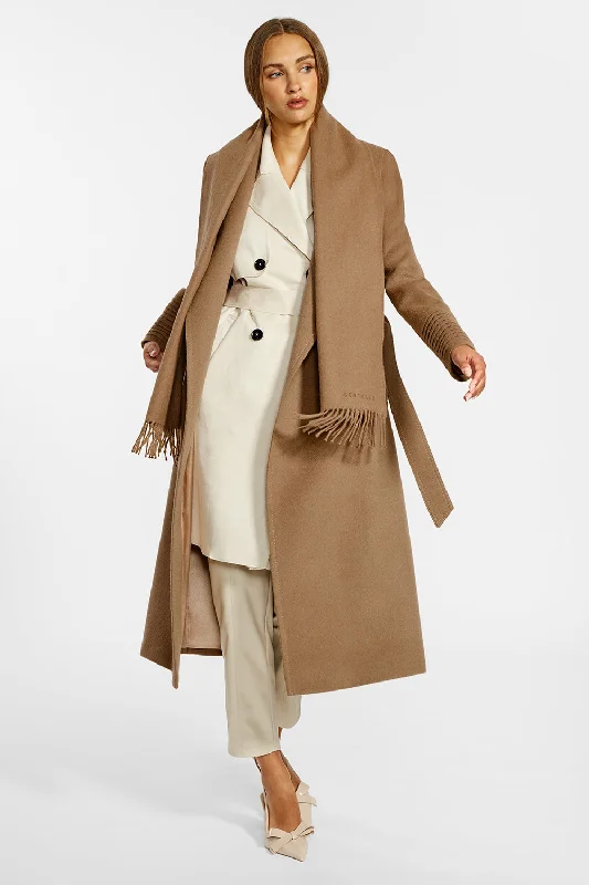 Baby Alpaca Long Notched Collar Wrap Coat