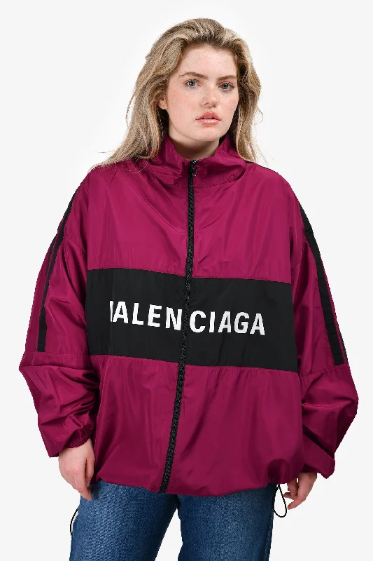 Balenciaga Purple Nylon Logo Wind Breaker Size 44