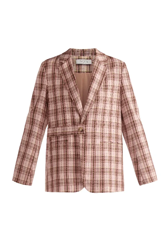 Belted Plaid Blazer