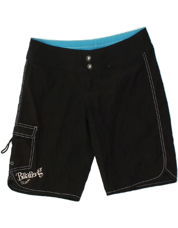 BILLABONG Womens Graphic Sport Shorts EU 8 Medium Black Polyester