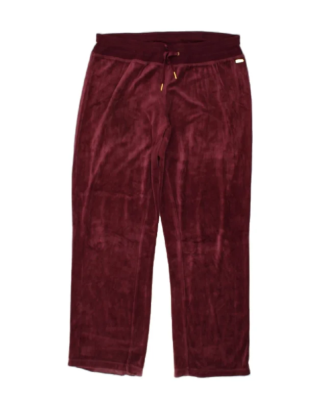 CALVIN KLEIN Womens Tracksuit Trousers UK 18 XL Burgundy Cotton