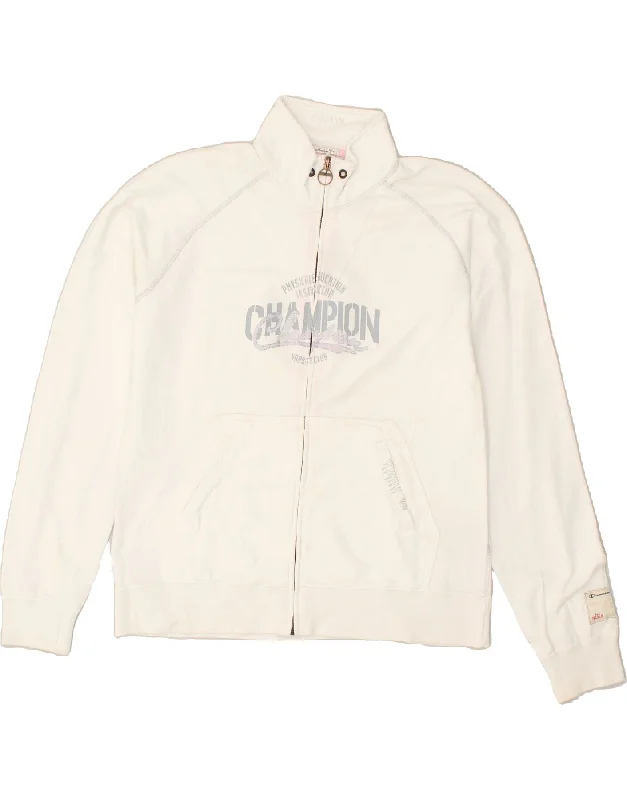 CHAMPION Womens Heritage Fit Graphic Tracksuit Top Jacket UK 18 XL White