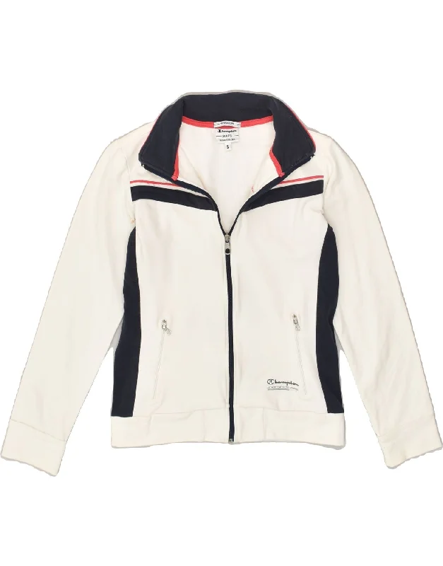 CHAMPION Womens Heritage Fit Tracksuit Top Jacket UK 10 Small White