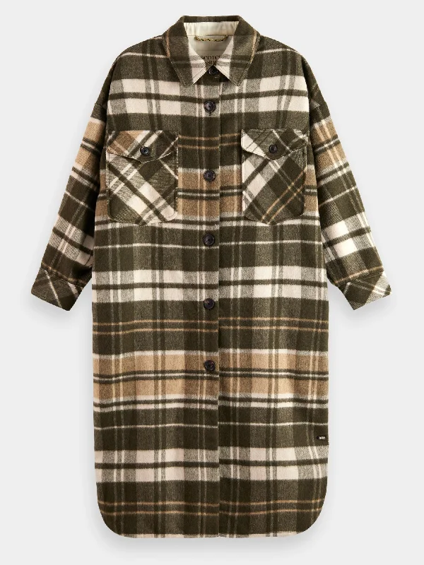 Checked wool-blend jacket