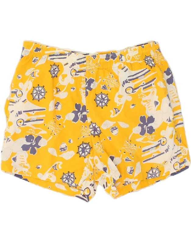 COLMAR Womens Sport Shorts IT 46 Large Yellow Floral Cotton