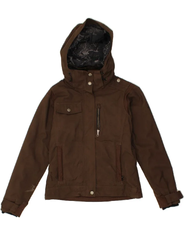 COLUMBIA Womens Hooded Windbreaker Jacket UK 10 Small Brown Polyamide