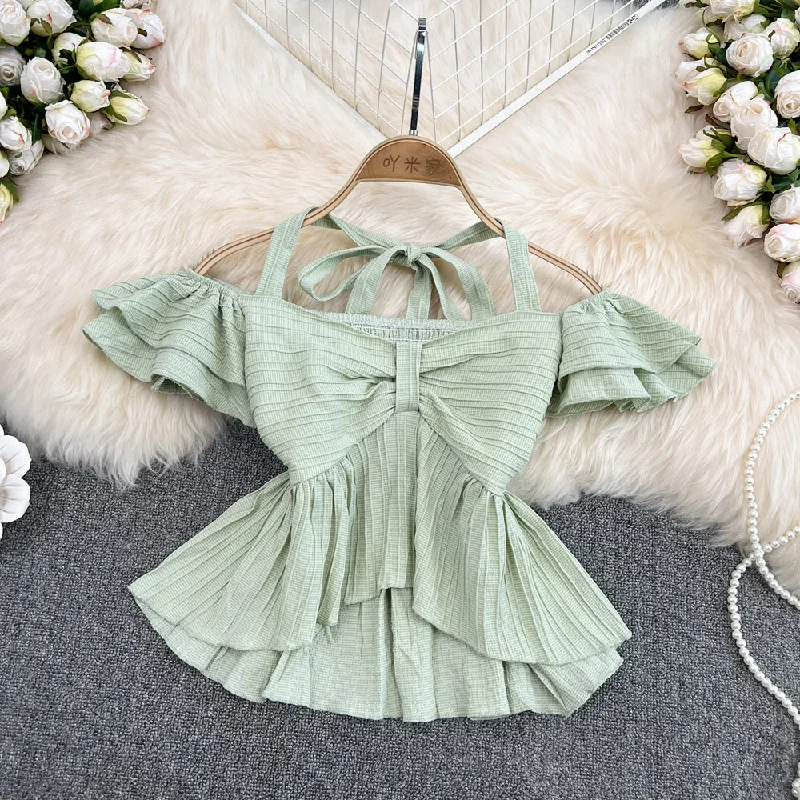 Cute crop top off shoulder tops      S317