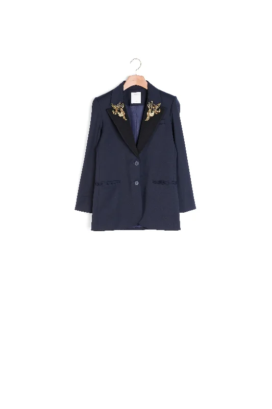 Veste tailleur ornée de patchs bijoux