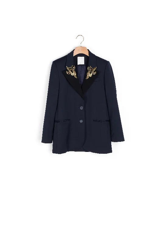 Veste tailleur ornée de patchs bijoux