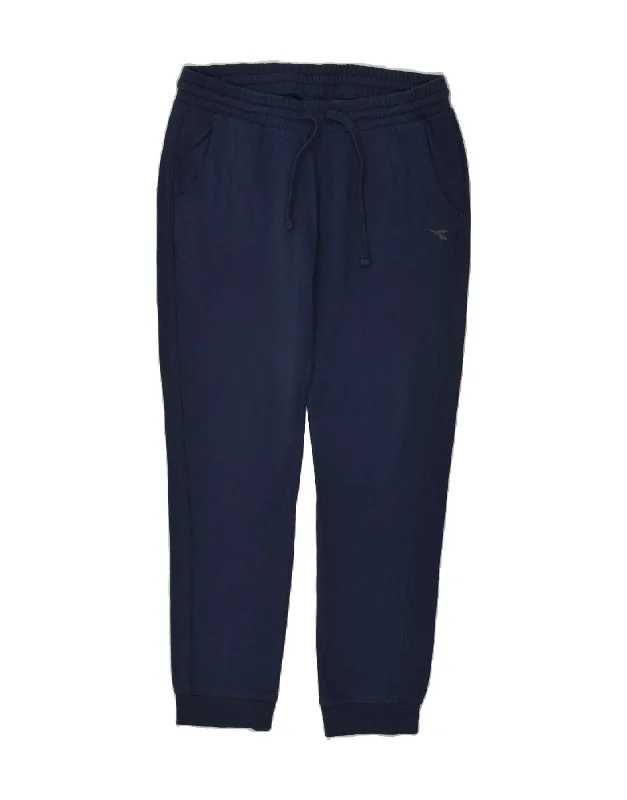 DIADORA Womens Tracksuit Trousers Joggers UK 14 Medium Navy Blue Cotton